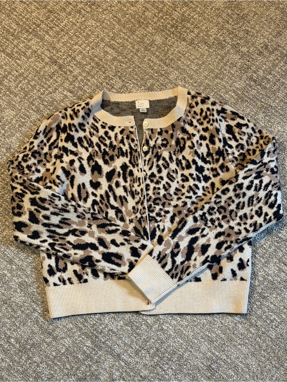 a new day Cream and Brown Leopard Print Cardigan